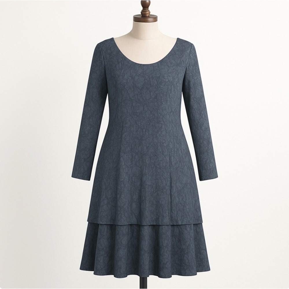 All That Jazz Dress Womens 9/10‎ Gray Paisley Long Sleeve Layered Hem 90s Retro